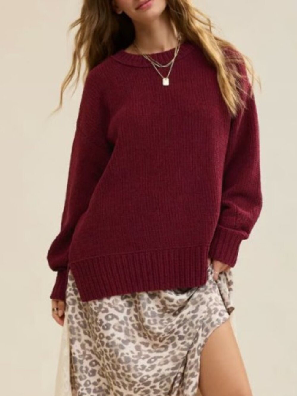 Aerie Like Candy Crew Sweater - Deep Cherry